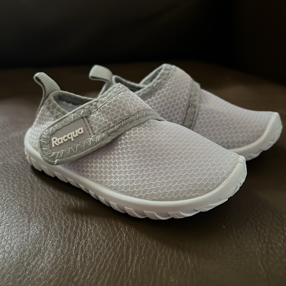 Toddler White and Gray Mesh Water Shoes -  racqua